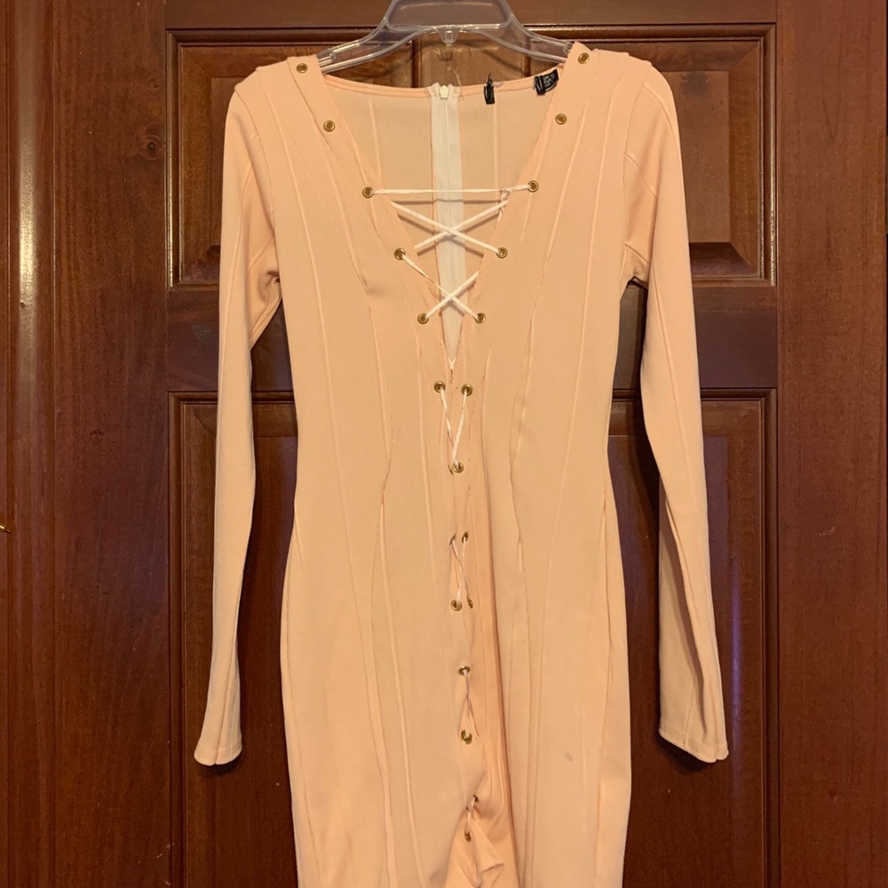 Pink lace up dress